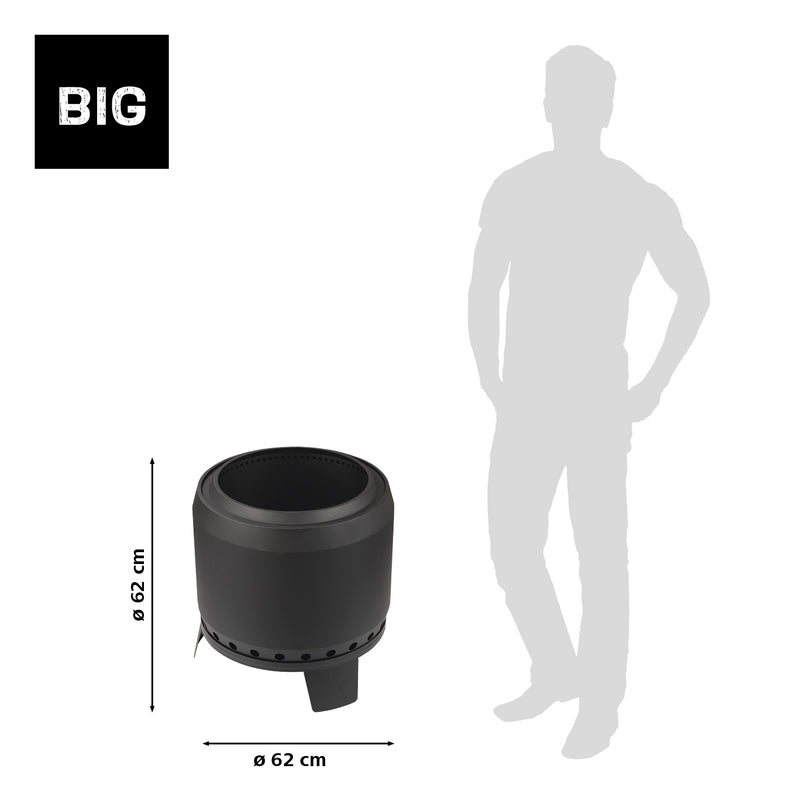 LANDMANN Raucharmer Feuerkorb Ø 60 cm - rund - schwarz