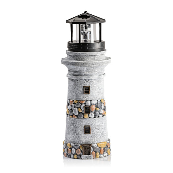 EASYmaxx Solar-Leuchte Leuchtturm - Stein-Optik mit weißer LED, Dämmerungssensor und kabelloser Platzierungsmöglichkeiten.