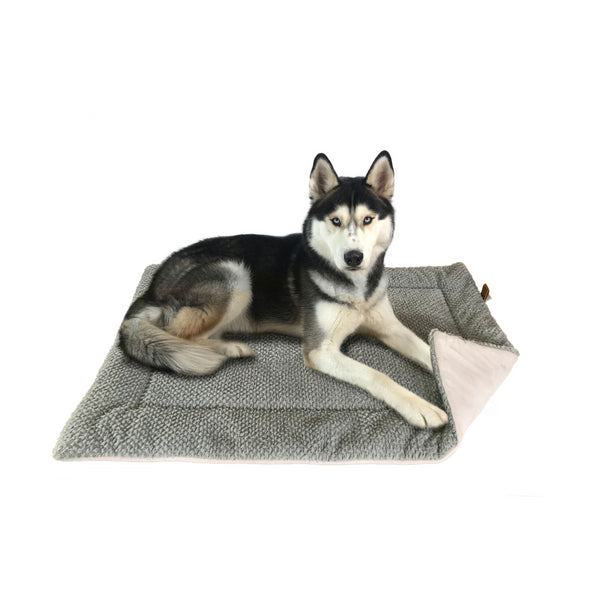 FLUFFINO® Hundedecke/Hundekissen Wildlederimitat Größe L 104x68 cm grau mit weicher, flauschiger Oberfläche für Hunde wie Husky.