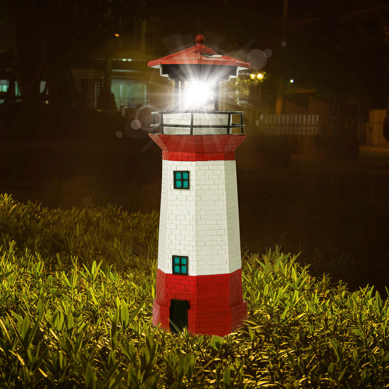 EASYmaxx Solar-Leuchte Leuchtturm 1,2V in Rot/Weiß