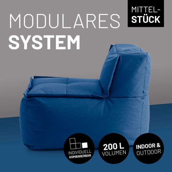 LUMALAND Sitzsack-Sofa Mittelstück in Navyblau, 200 L Volumen, modular, kombinierbar, strapazierfähig, für Indoor und Outdoor.