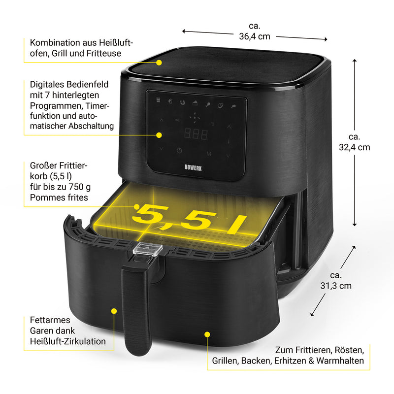 N8WERK Heißluft-Fritteuse in der Midnight Edition