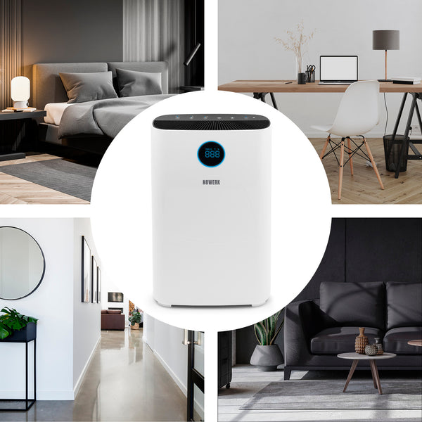 N8WERK HEPA H14 Luftreiniger L mit 6-fach-Filtersystem, Display und Wifi-Funktion zur Luftreinigung in Wohn- und Arbeitsräumen.