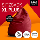 LUMALAND Luxury XL PLUS Sitzsack stylischer Beanbag - 220L Füllung mit extra starken Nähten - Rot