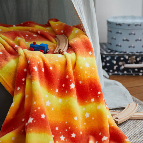 LUMALAND Kuscheldecke für Kinder - 75 x 100 cm - Orange Star