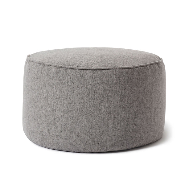 LUMALAND Comfort Line Sitzsack-Hocker 25x45 cm hellgrau, runder Sitzpouf und Fußablage, Indoor, hochwertiges Material, modern und platzsparend.