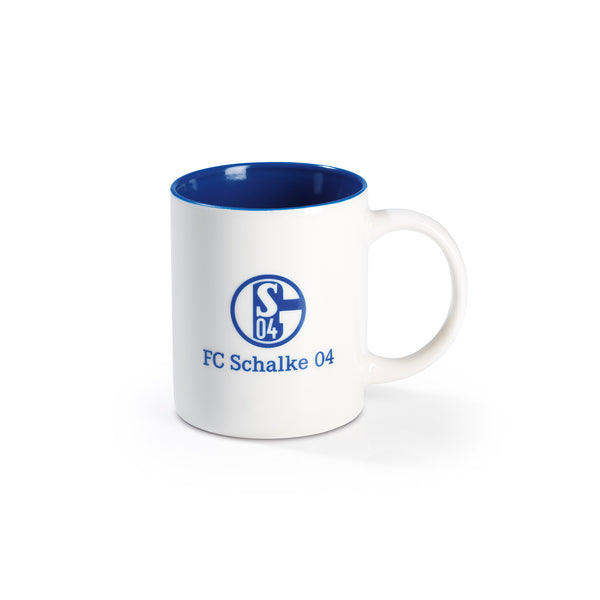 S04 Kaffeebecher - 350 ml - blau/weiß mit Logo