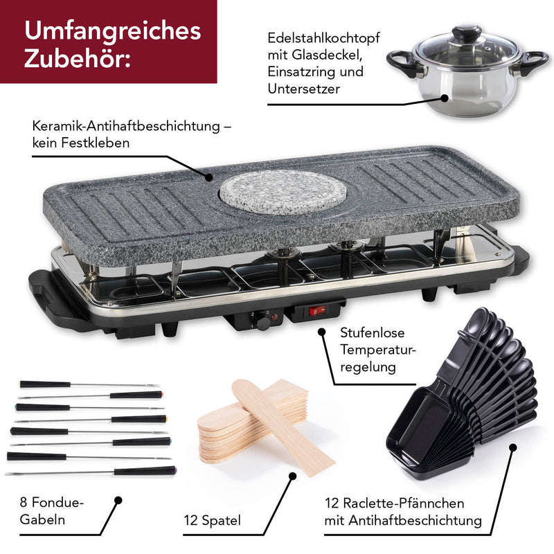 GOURMETmaxx Raclette- & Fondue-Set GRANITlook - schwarz