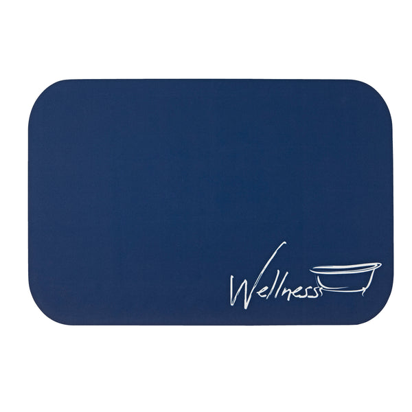 EASYmaxx Badematte Wellness 40x60 cm blau, saugfähig, schnelltrocknend, rutschfest, weiches Material, keine nassen Fußabdrücke.