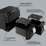 MAXXMEE Heißluft-Fritteuse Doppelkorb - 2x 3,8 l - 6 Programme