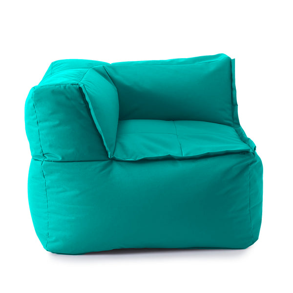 LUMALAND Sitzsack-Sofa Ecke Türkis, 340 L Volumen, extrastark, pflegeleicht mit abwischbarem Bezug, modular kombinierbar.