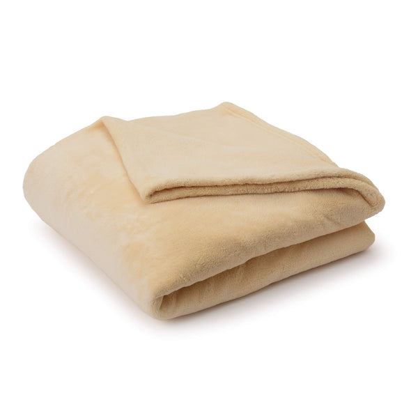 LUMALAND Sofa Kuscheldecke mit Ärmeln + Fußtasche - 150 x 180 + 35 cm - Beige