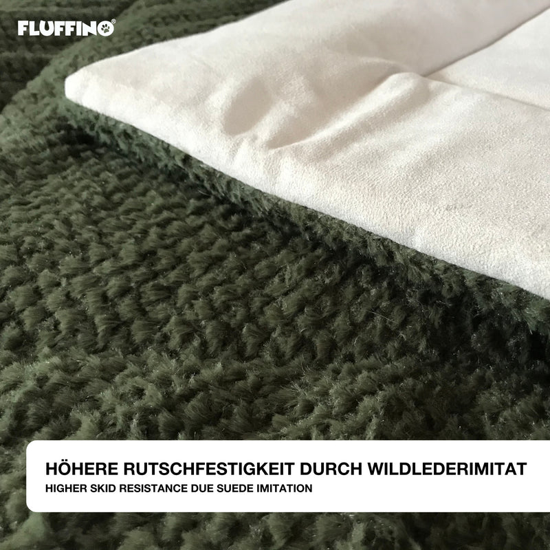 FLUFFINO® Hundedecke/Hundekissen - Wildlederimitat - Größe L (104 x 68 cm) - grün