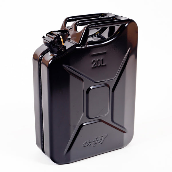 Oxid7® 3x Metall Benzinkanister 20 Liter Schwarz mit UN-Zulassung, Pulverbeschichtung und Korrosionsschutz für Benzin und Diesel.