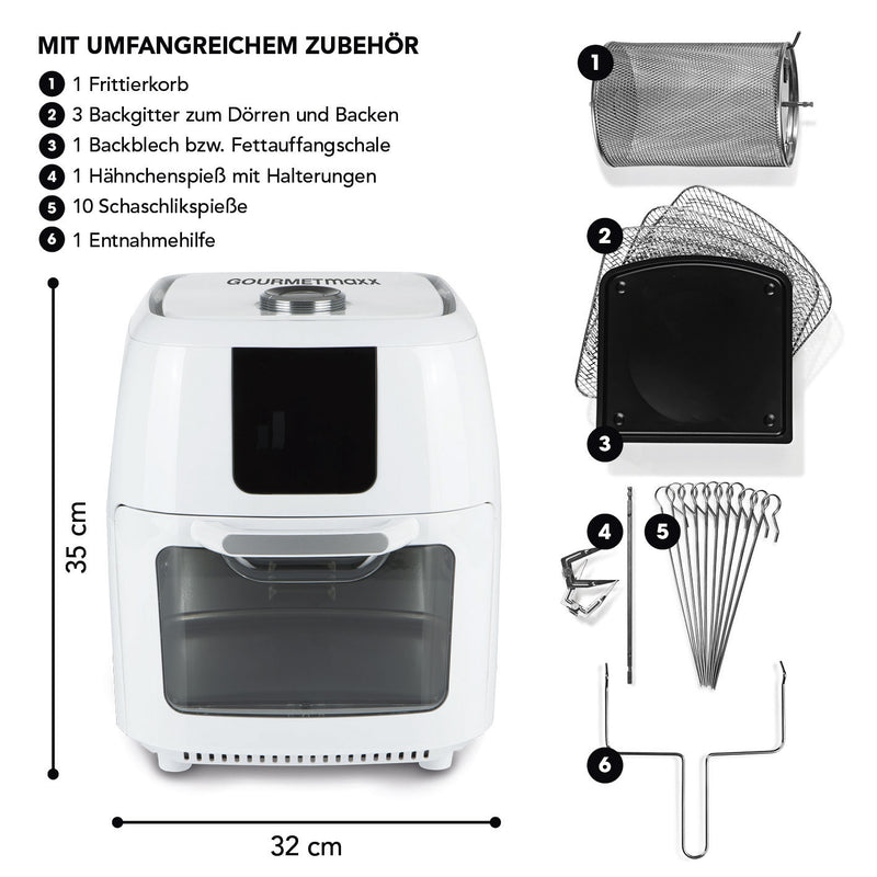 GOURMETmaxx Heißluft-Fritteuse Digital - 9in1 - weiß