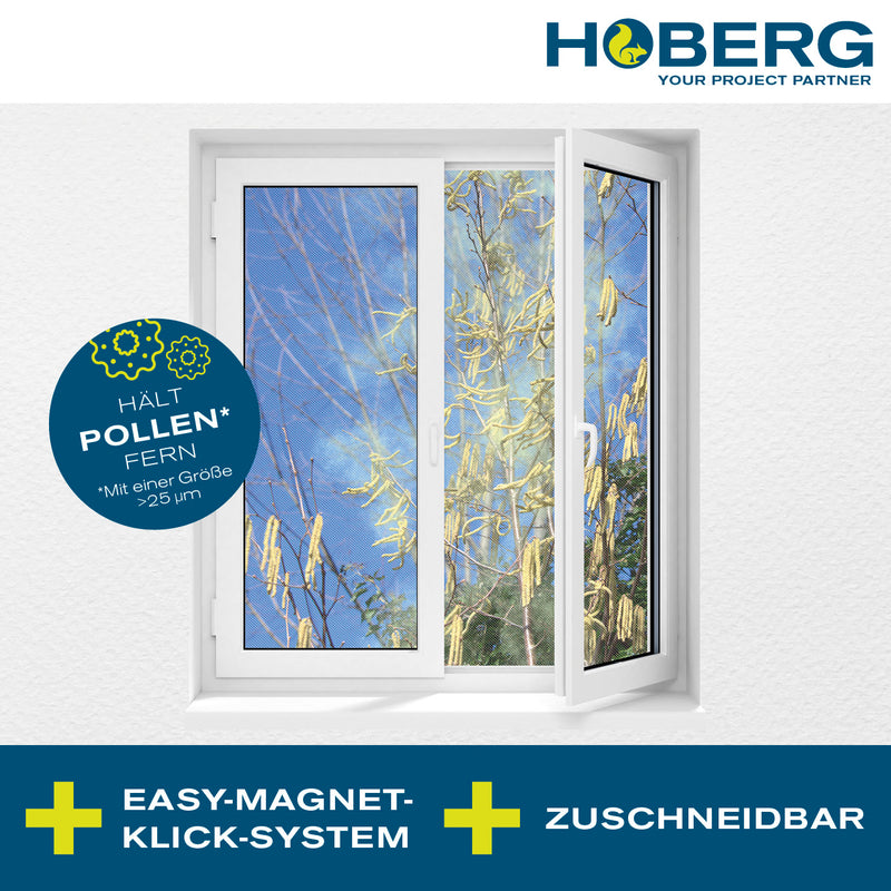 HOBERG Insekten- & Pollenschutzgitter mit Magnetbefestigung für Fenster