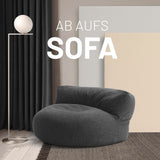 LUMALAND Interior Line Sitzsack-Lounge - Rundes Sitzsack-Sofa - 320l Füllung, 90 x 50 cm - Dunkelgrau