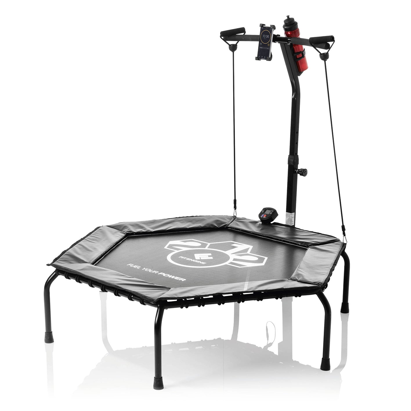 FitEngine Fitness-Trampolin Smart - 5-fach höhenverstellbarer Haltegri ...