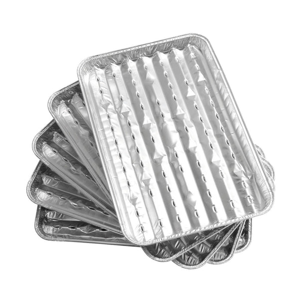 GRILLCHEF Grillschale eckig - 34x23 cm - 5er-Set - silber