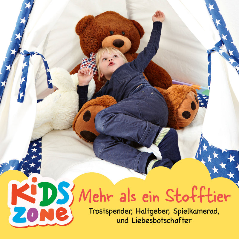 LUMALAND Riesen XXL-Teddybär mit Kulleraugen und Schleife - 120 cm - Beige