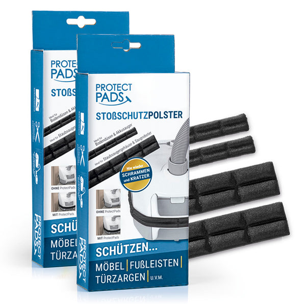 Protect Pads Staubsauger-Stoßschutzpolster 2er-Set dämpft Stöße, schützt Möbel, Wände, Türen, selbstklebend und zuschneidbar.