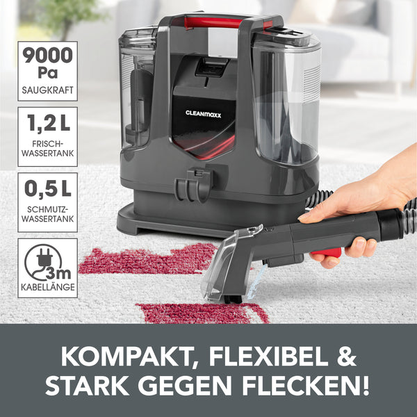 CLEANmaxx Polster- & Teppichreiniger mit Zubehör - Sprühen, reinigen & aufsaugen
