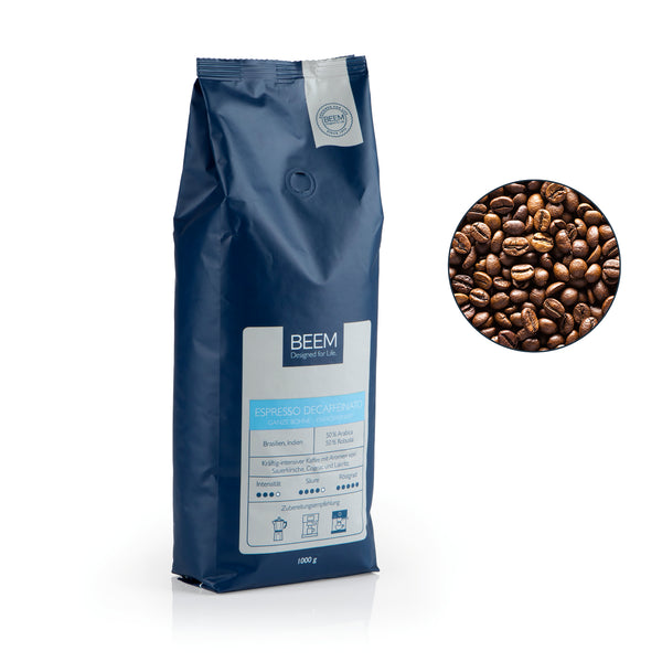 BEEM DECAFFEINATO Ganze Bohne entkoffeiniert - 1 kg