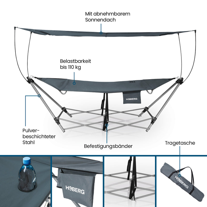 Hoberg klappbare Hängematte mit Sonnendach