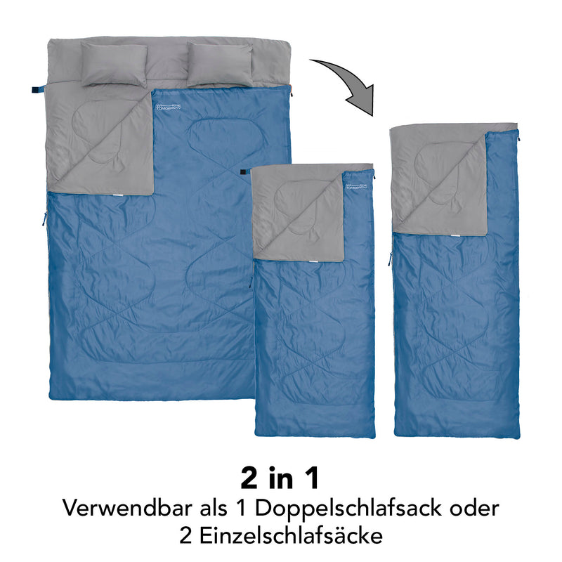 Where Tomorrow Doppelschlafsack mit Tragetasche - 2-Personen Schlafsack - 190 x 150 cm - Royalblau