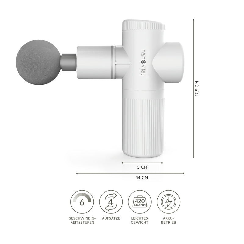 nah-vital Massagepistole - 4 Aufsätze für verschiedene Muskelgruppen