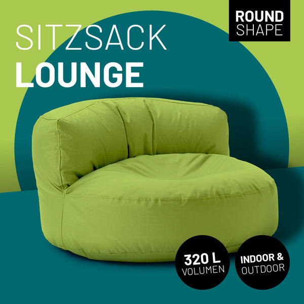LUMALAND Sitzsack Lounge (320 L) grün, gemütlich für In- & Outdoor, langlebig, leicht, mit EPS-Füllung und verdecktem Reißverschluss.