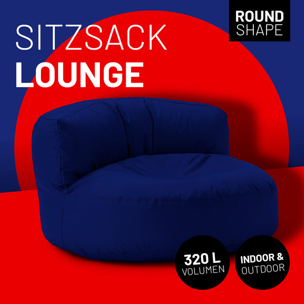 LUMALAND Sitzsack Lounge (320 L) dunkelblau, bequem und langlebig, für In- & Outdoor mit pflegeleichtem Material und verdecktem Reißverschluss.
