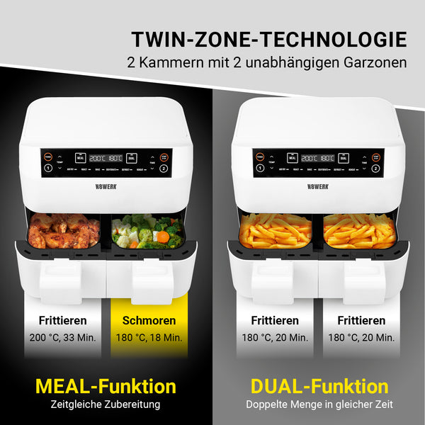 N8WERK Doppel-Heißluftfritteuse - 7,6l