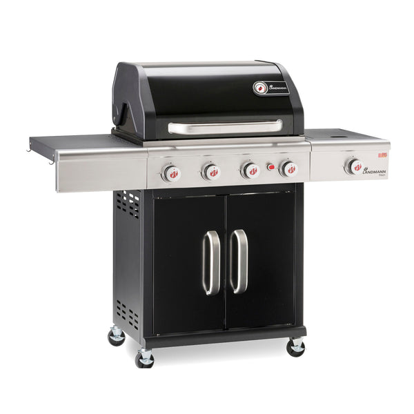 LANDMANN Gasgrill Triton 4.1 maxX - Kickstarter-Paket mit Grillplatte + Wetterschutzhaube