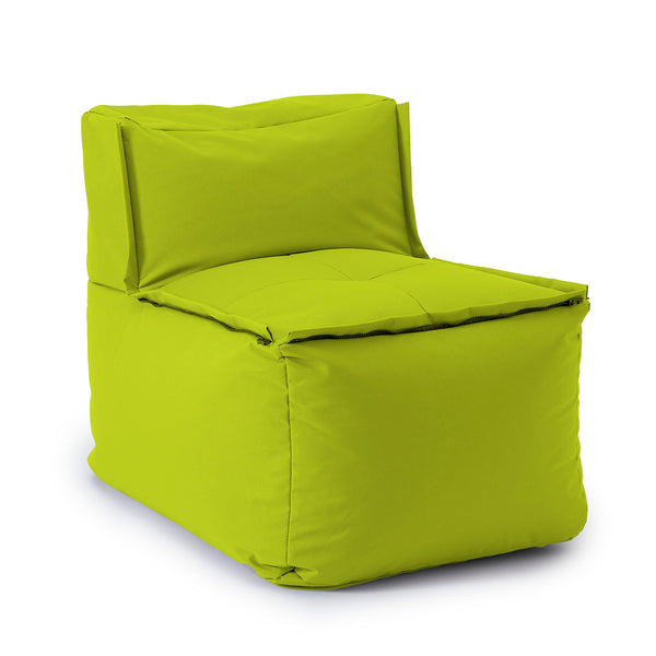 LUMALAND Sitzsack-Sofa Mittelstück Apfelgrün, 200 L, modulare Kombinierbarkeit, abwischbarer Bezug, EPS-Perlenfüllung, verdeckte Reißverschlüsse.