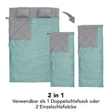 Where Tomorrow Doppelschlafsack mit Tragetasche - 2-Personen Schlafsack - 190 x 150 cm - Hellblau