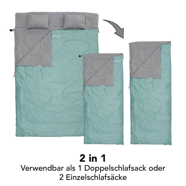 Where Tomorrow Doppelschlafsack mit Tragetasche - 2-Personen Schlafsack - 190 x 150 cm - Hellblau