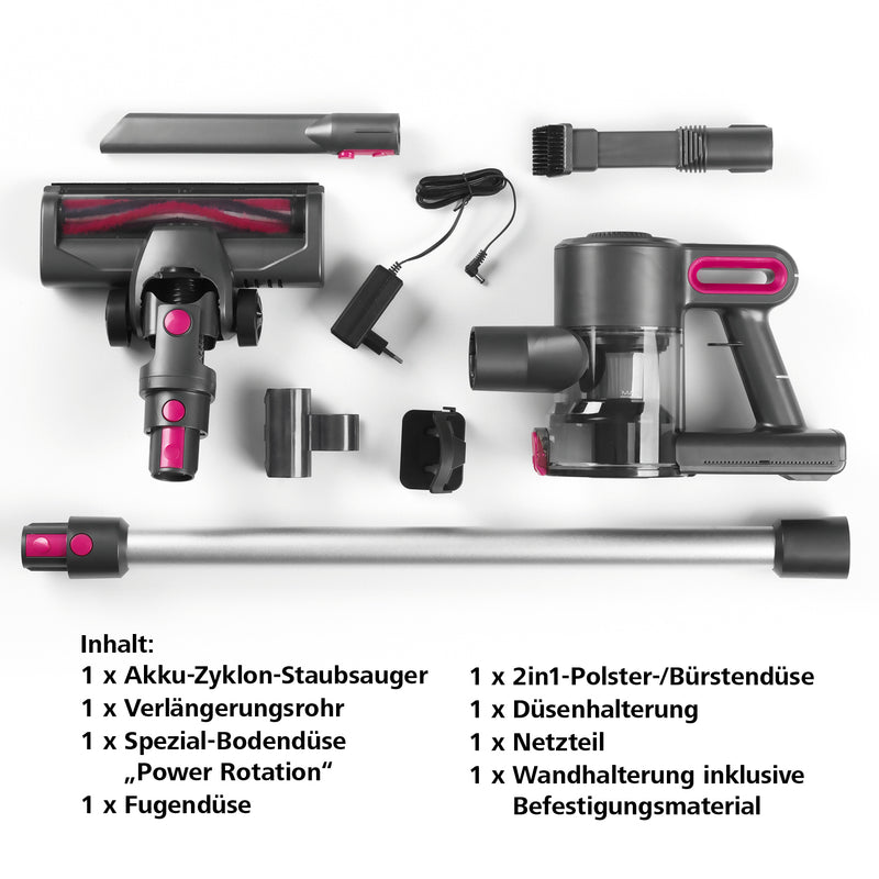 CLEANmaxx Akku-Zyklon-Staubsauger - anthrazit/pink