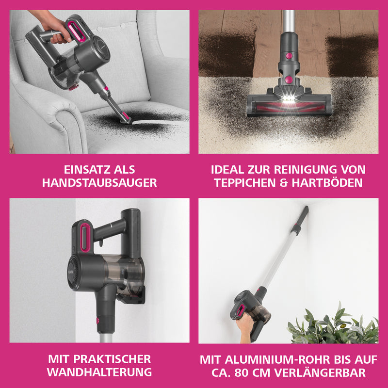 CLEANmaxx Akku-Zyklon-Staubsauger - anthrazit/pink