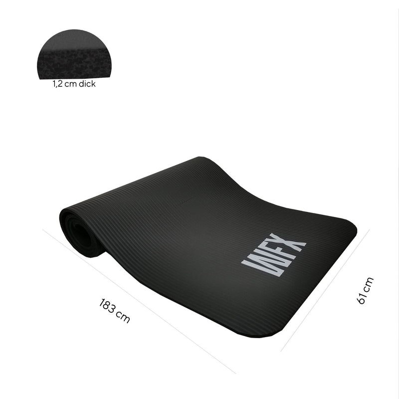 #DoYourFitness Fitnessmatte - In- & outdoor - Yoga, Gymnastik & Co. - 183 x 61 x 0,8 cm - Schwarz