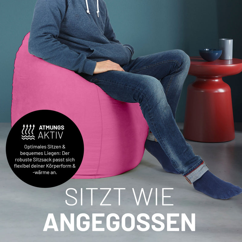 LUMALAND Luxury XL PLUS Sitzsack stylischer Beanbag - 220L Füllung mit extra starken Nähten - Pink