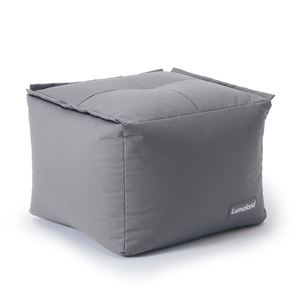 LUMALAND Sitzsack-Hocker 200 L grau, kombinierbar mit modularen System, 3-in-1-Funktion, pflegeleicht, EPS-Füllung, robuste Nähte, verdeckte Reißverschlüsse