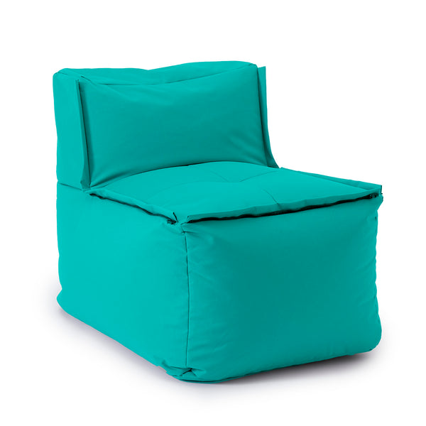 LUMALAND Sitzsack-Sofa Mittelstück Türkis, 200 L Volumen, extrastarke Nähte, abwischbarer Bezug, kombinierbar mit modularen Systemen.