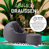 LUMALAND Indoor Outdoor Sitzhocker 25 x 45 cm - Wasserabweisend - Runder Sitzpouf, Sitzsack Hocker, Sitzkissen, Bean Bag Pouf - Anthrazit