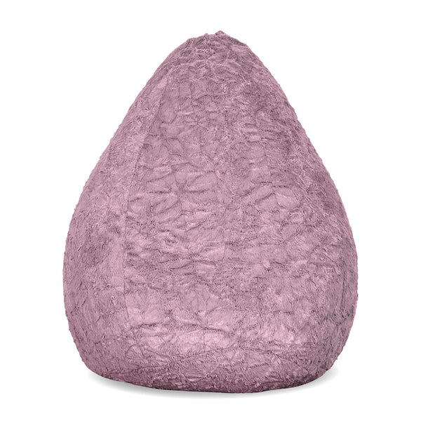 LUMALAND Luxury Fluffy Sitzsack stylischer Webplüsch Beanbag - 120L Füllung in Pastel Pink, weich und formanpassend.