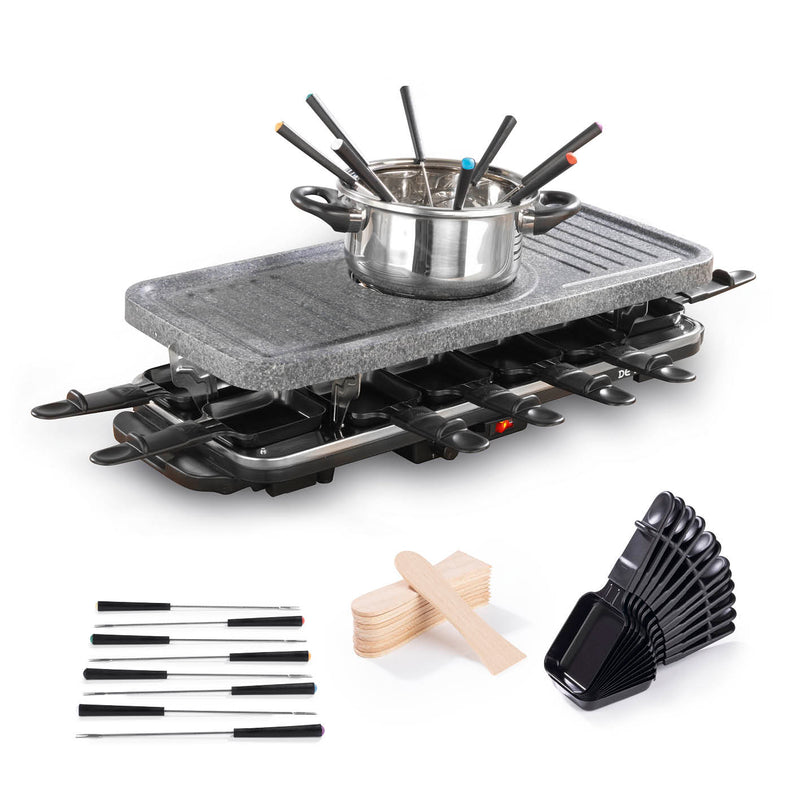 GOURMETmaxx Raclette- & Fondue-Set GRANITlook - schwarz