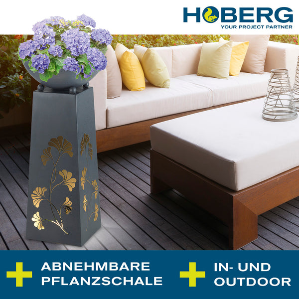 Hoberg LED Pflanzsäule in Beton-Optik - 23 x 23 x 70 cm