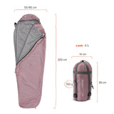 Where Tomorrow Camping Schlafsack Small & Light - Mumienschlafsack mit Tasche - 220 x 80 x 50 cm - Rose