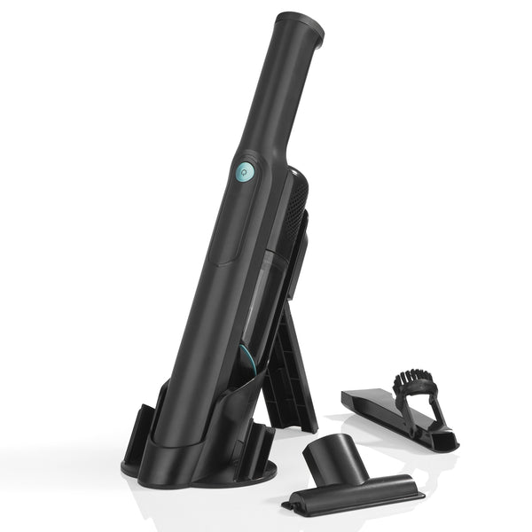 MAXXMEE Akku Hand- & Bodenstaubsauger mit BLDC-Motor anthrazit, kabellos mit Ladestation und Zubehör für vielseitiges Saugen.