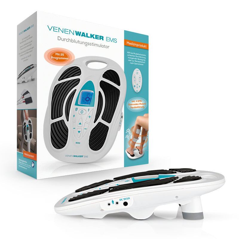 VENENWALKER Durchblutungs-Stimulator + Fernbedienung - 4 Muskelstimulations-Pads EMS